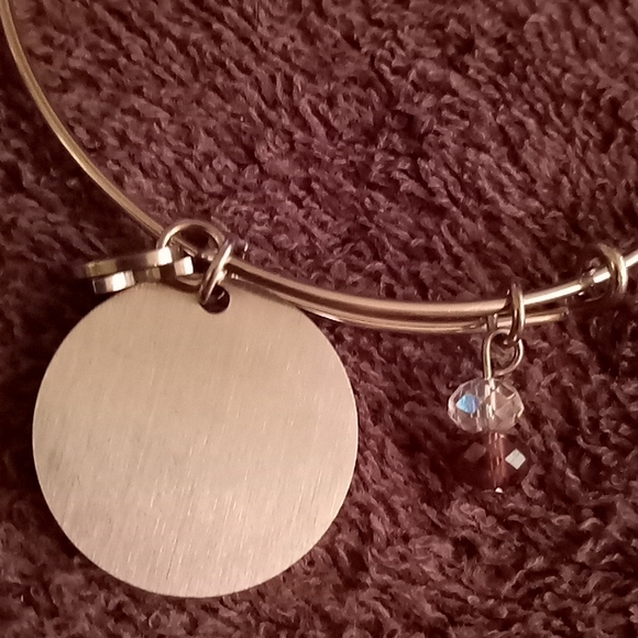 Silver color bracelet w "Amazing Grace", butterfly, n heart charms on it - Picture 3 of 5
